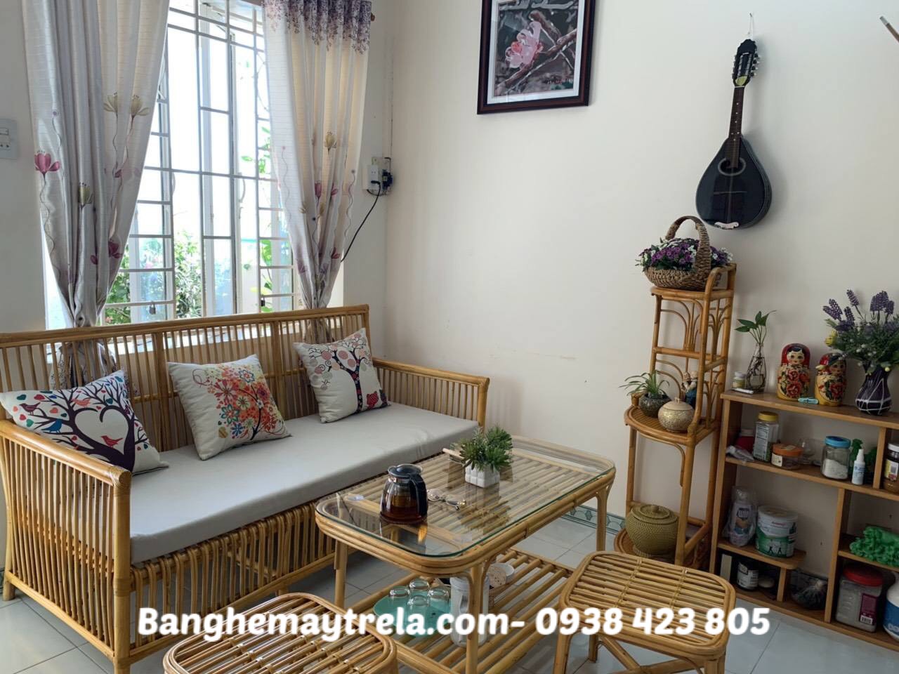 Sofa mây tự nhiên phòng khách kiểu đơn giản